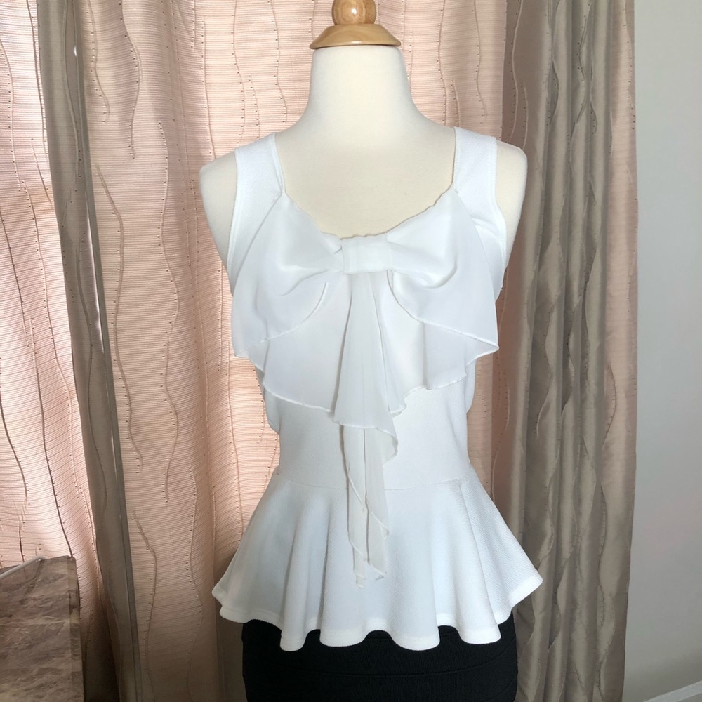 White Sleeveless Top with Bow